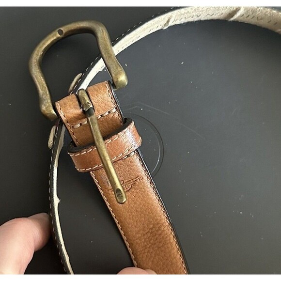 Dockers Multi Colored Color Block Woven Full Grain Leather Belt Women’s Large - Picture 2 of 4